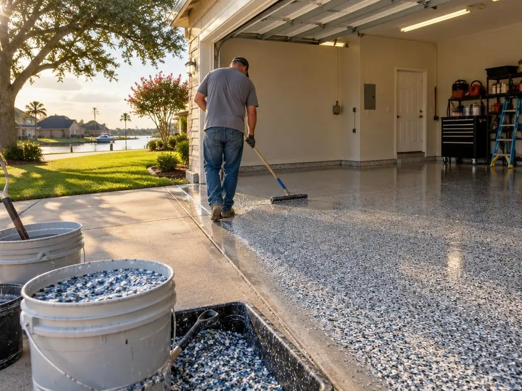 Full-Broadcast Flake Floors in Houston, TX